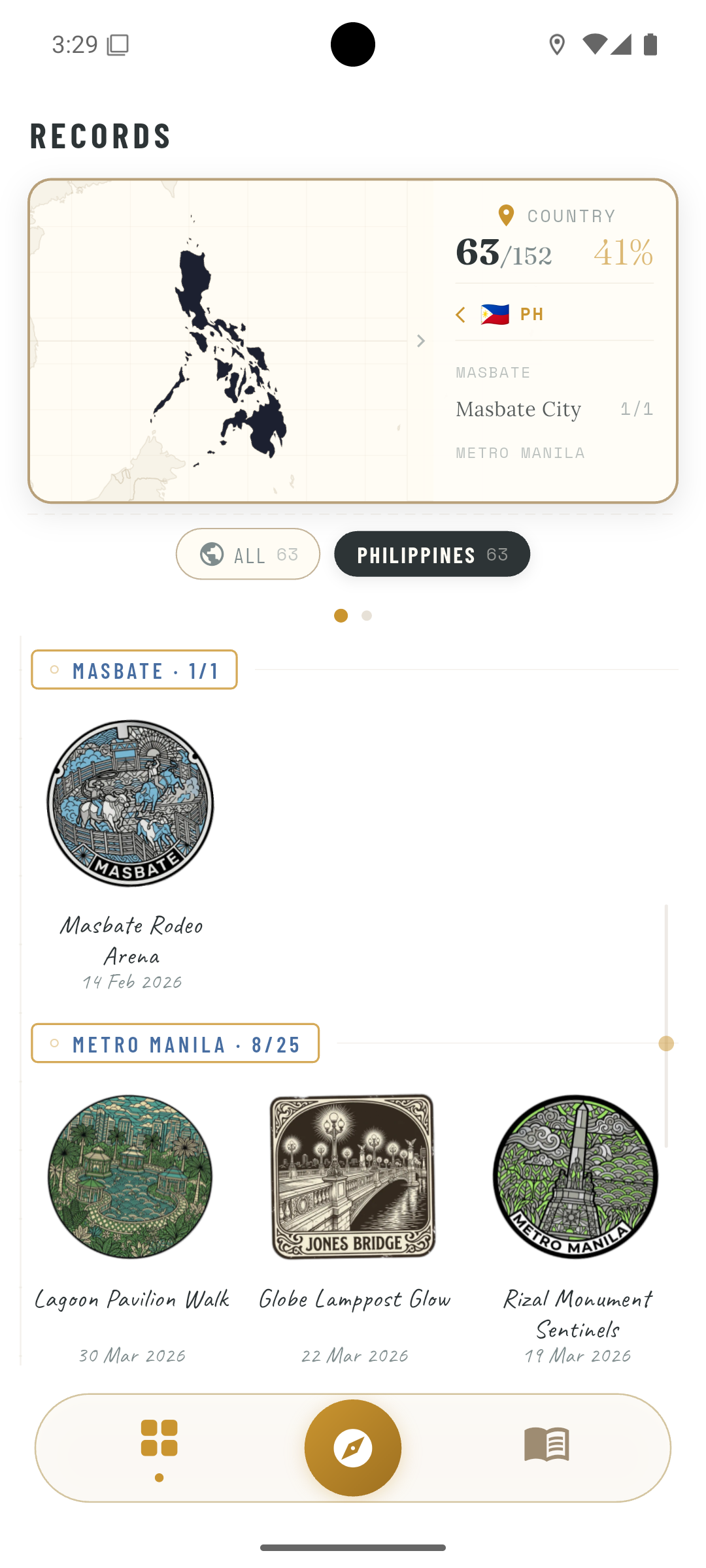 Tatak stamp collection screen